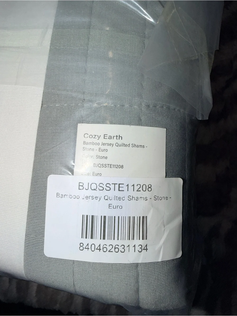 Cozy Earth Quilted Pillow Shama set of 2- Soft Light Gray Home Bedding
